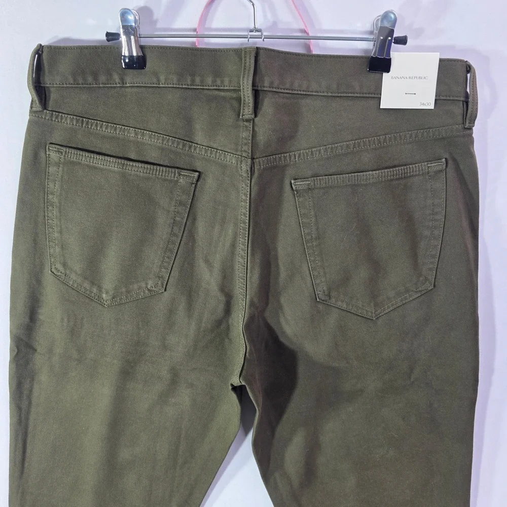 Banana Republic Slim Fit Traveler Pants Mens 36x30 Dark Olive Italian Fabric NWT